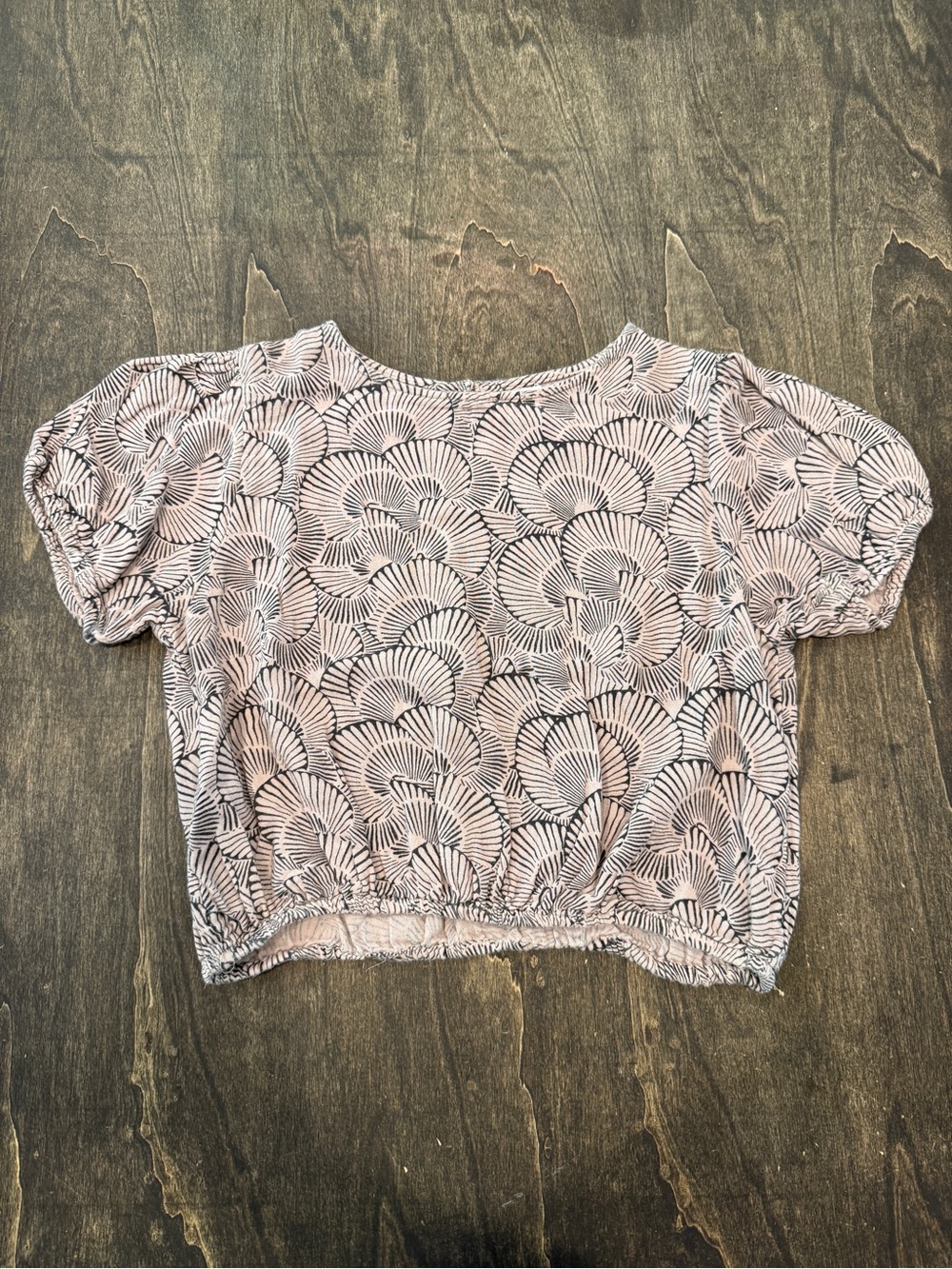 Renatta&go Blush Pink Printed Short Sleeve Crop Top